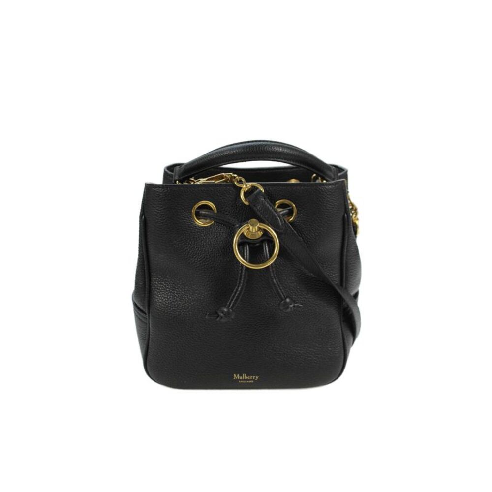 Mulberry Womens Classic Grain Leather Top Handle Small Hampstead Handbag Black
